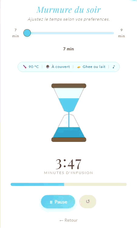 Sablier musical virtuel Holisthé - minuteur infusion